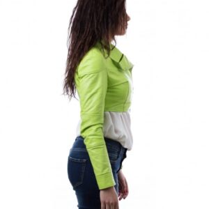 short leather bolero jacket green fiamma 1 1