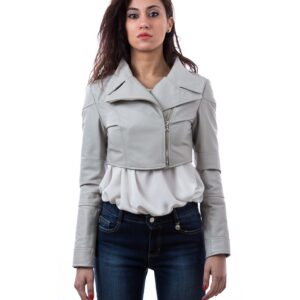 short leather jacket lasered on back ice color bolero 1 1