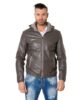 street 27c grey colour lamb leather hooded bomber