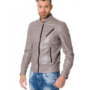 u411 biker grey nappa lamb leather biker quilted jacket 1 1