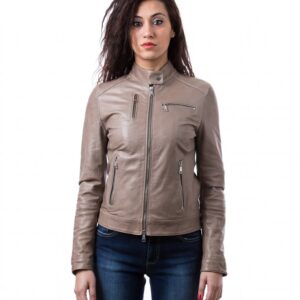women s leather jacket biker mao collar turtledove c